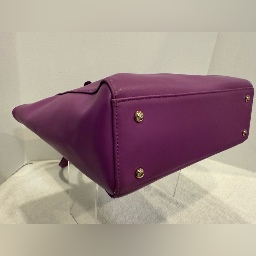 💜 Vintage Coach Purple Leather East/West Buckle Tote – Gold Hardware - Picture 7 of 11